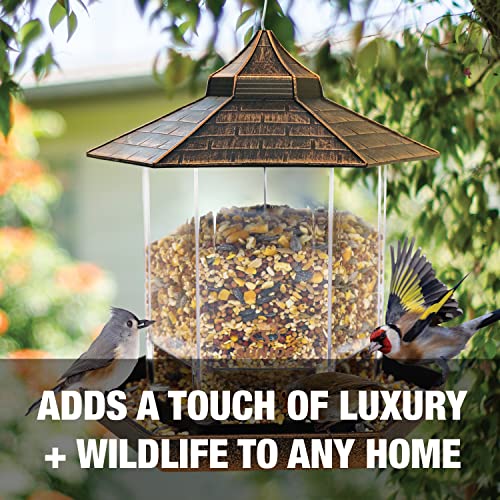 Sun Joe Sj-Wbfx-Brz Wild Bird Hanging Feeder, W/ Roof And Hexagonal Shape, For Outdoor Garden & Yard Decoration, 2.15 Lbs Bird Seed & Nut Capacity, Bronze #TOP3