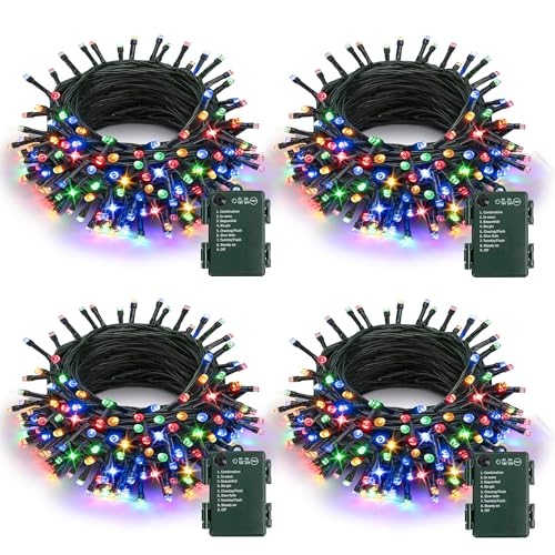 Battery Operated Christmas Lights - 4 Pack Total 66ft 200
