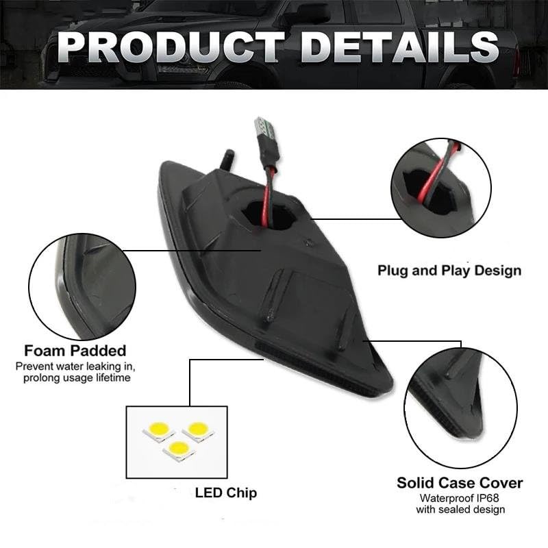 Générique Lampe De Clignotant Feux Latéraux Dynamiques LED Ambre Pour Jeep Pour Wrangler TJ 1997 – 2006 Clignotants Avant De Voiture 2 Pièces(Smoked B)