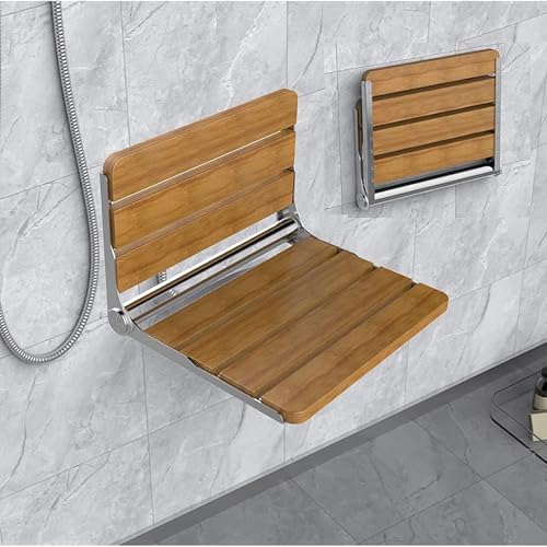 Siège de douche pliable en bois massif et tabouret de bain mural pour adulte