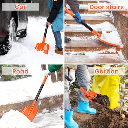 Ajimy Telescoping Snow Shovel for Car Emergency & Driveway, 31\"-47\" Extendable Aluminum Shovel with D-Grip, Heavy Duty Shovel for Snow Removal, Gardening & Camping - Thumbnail 6