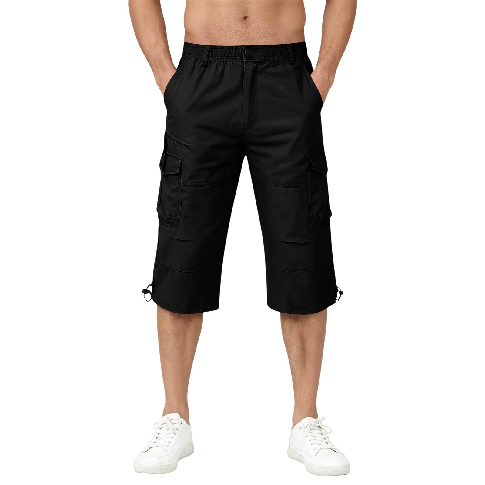 Pantaloni cargo da uomo vintage estivi: pantaloni a tre quarti oversize | Traspiranti