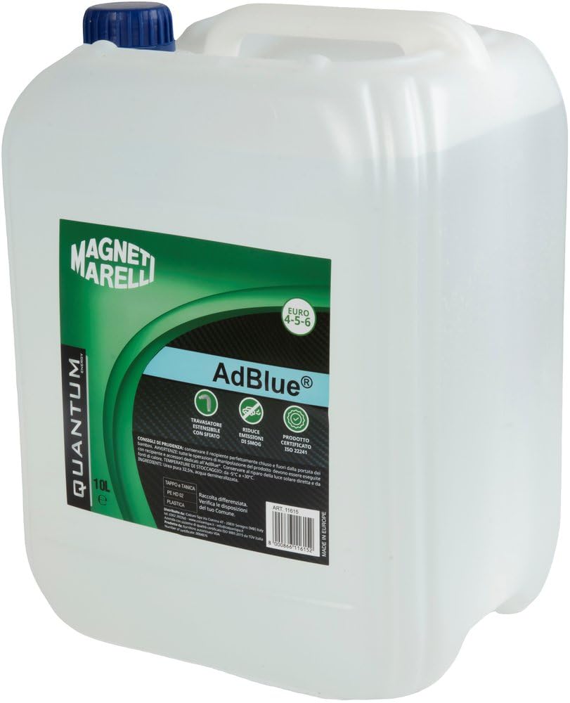 Quantum Energy Magneti Marelli AdBlue 10 LT – Additivo Diesel con Bocchettone Flessibile, Certificato ISO 22241, Compatibile con Veicoli Euro 4, 5 e 6, Riduce Emissioni NOx