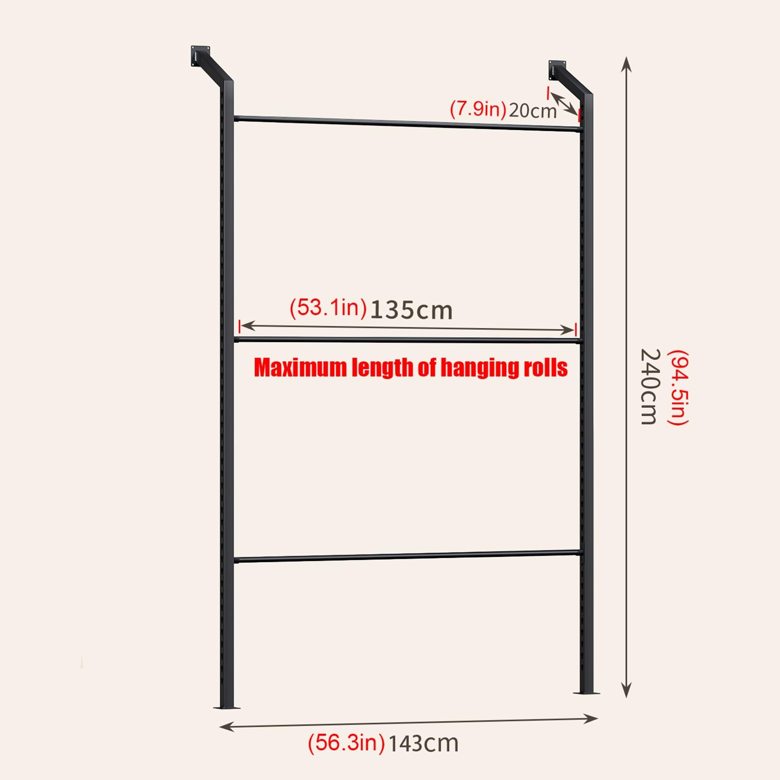 3-poziomowy naścienny stojak na próbki tkaniny, półka na karty kolorów zasłony detalicznej, oszczędność miejsca koc i organizer na ręczniki, 158 cm, idealny do użytku domowego i sklepu