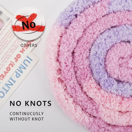Chunky Yarn for Hand Knitting, Chunky Chenille Blanket Yarn for Crocheting, Bulky Soft Fluffy Chenille for Blanket Project, 8 Pack of 8oz/25yds, Pink&Purple