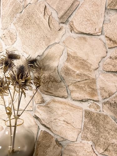 NEWROOM Tapete Beige Vlies Steinoptik - Industrial 3D Backstein Ziegelstein für Wohnzimmer Schlafzimmer