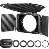 K&F Concept マットボックス 4x5.65インチ Mini Matte Box サイドフラグ有り カーボンファイバー製 67mm/72mm/77mm/82mm/95mmのアダプターリング付き 2枚の角型フィルター装着可能 収納ケース付属 （Nano-Xcel Pro）