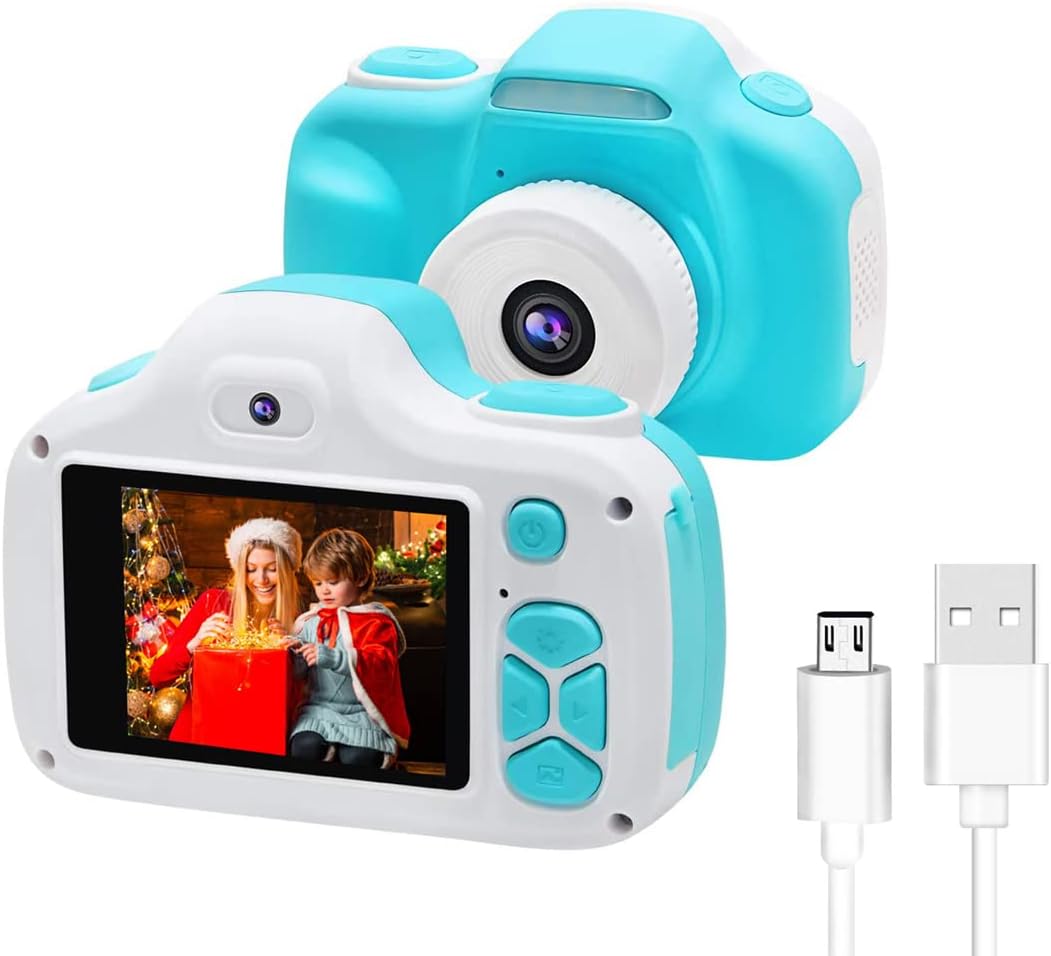 Camera with Flash for Kids Boys Age 3-9, Front Rear Dual-Lens Selfie Video Digital Camera for Preschool Children, Christmas Birthday Travel Toy Gifts for Toddler Boys 3 4 5 6 7 8 9 Years Old (Blue)