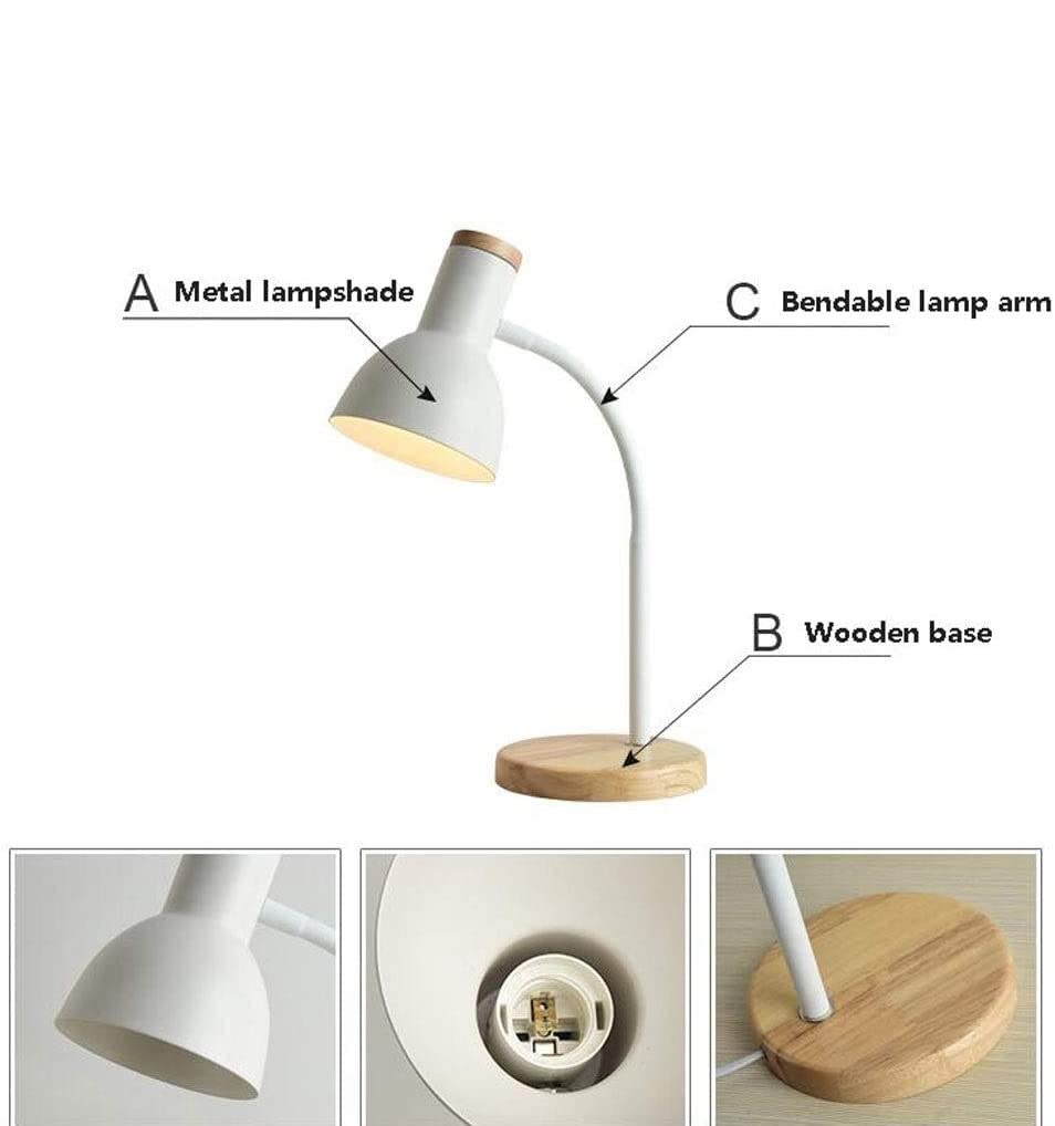 Lampara Escritorio Para Oficina Lámpara De Escritorio Moderna De Madera Maciza, Estudio De Oficina, Dormitorio, Sala De Estar, Luz De Noche, Lámpara De Mesa De Lectura LED E27 Moderno Flexo Escritorio