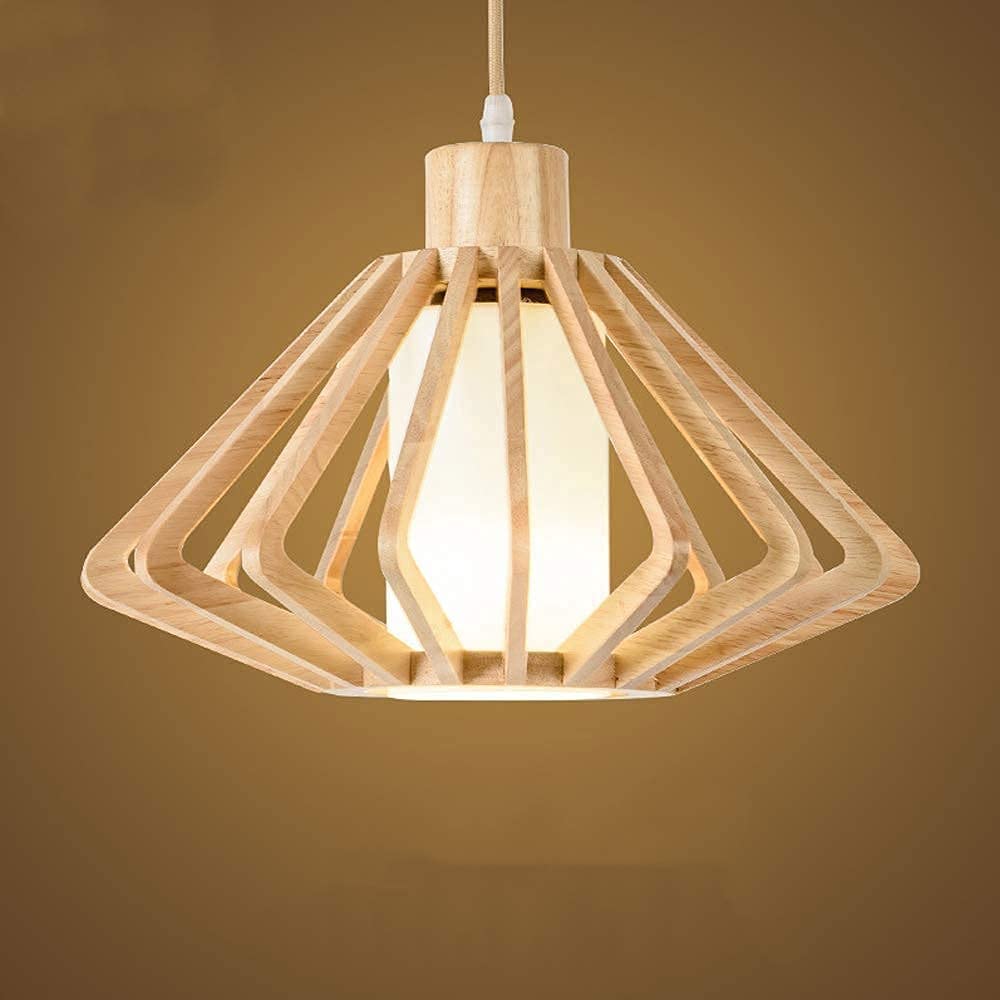 Araña de estilo japonés madera E27 colgante para techo de dormitorio 8