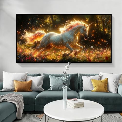 Diamond Art Animal 5D Diamond Painting Kit Unicorn Large Diamond Art for Adults for Beginners DIY Square Full Drill Cross Stitch Rhinestones Crystal Arts and Crafts for Bedroom Decor 8 x 16 Inch J-115