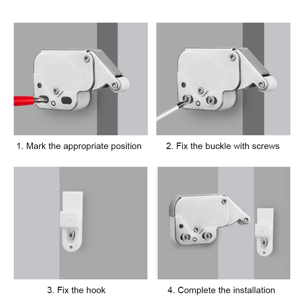 KineticKraft 6 Pieces Automatic Spring Catch, Mini Latch, Touch Release Catch Latch, Push to Open Door Catches, Touch Latch - Image 4