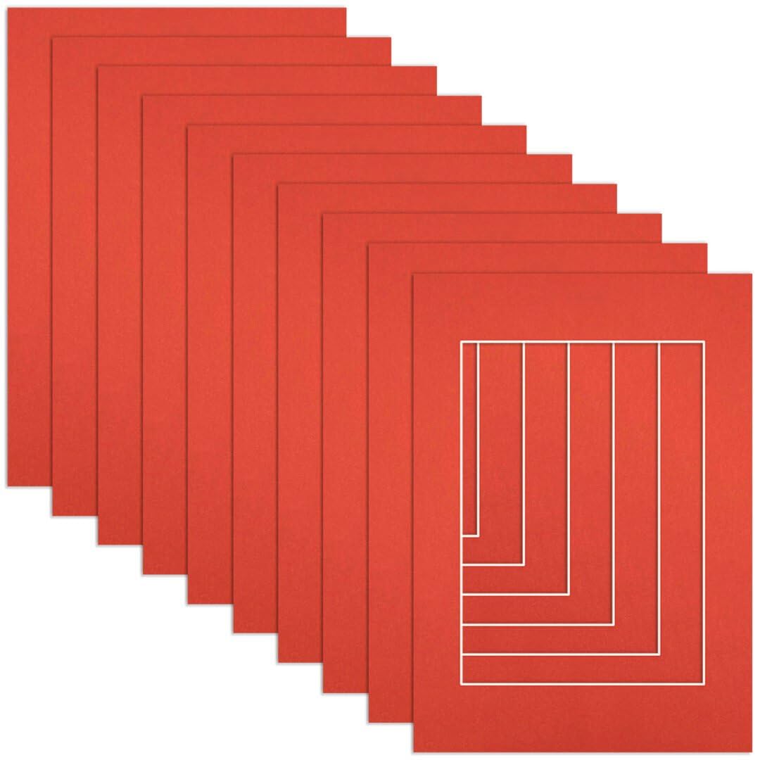 Procut Global A6 Poppy Red Picture Mounts to Fit A7 Aperture - Precision Cut Cardboard Photo Mount - Ideal for Frames, Prints, Artwork & Certificates - Sizes & Colours Available - 10 Pack