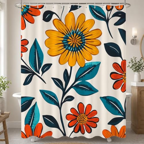 Rideau douche polyester haut de gamme lavable en machine Fleur - 3