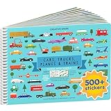 Cars, Trucks, Planes & Trains 500+ Kids Sticker Book by Cupkin Fun Toddler Travel Activity Coloring and Sticker Book, Road Trip Essentials, 12 Coloring Pages + Scenes for Ages 2–8 Years
