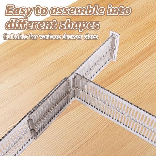MUXHEL 8 Stück Kunststoff Schubladentrenner Verstellbar, 27-51cm Transparente Küche Schubladen Organizer, 8cm Hoch Schubladenteiler Separatoren für Kommode, Badezimmer, Schlafzimmer