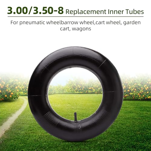 Image of 2 Pack 3.00 /3.50-8 Replacement Inner Tubes for pneumatic wheelbarrow wheel,cart wheel, garden cart, wagons - Made From Heavy Duty, Thick Premium Rubber