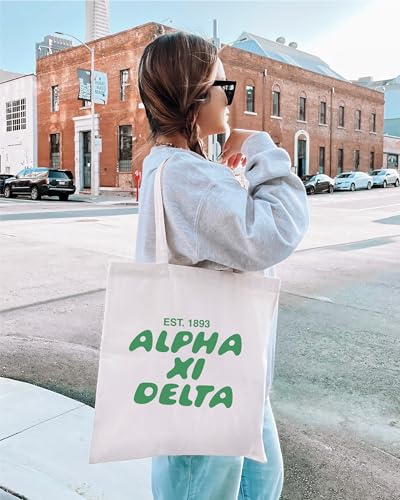 Alpha Xi Delta Bubble Text Trendy Tote Bag | Alpha Xi College Sorority Beach Bag | Big Little Gift3