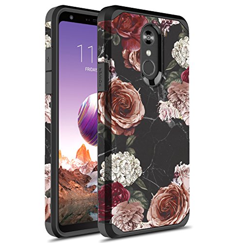 Rosebono for LG Stylo 4 Case, LG Stylo 4 Plus Case, Slim Hybrid Dual Layer Graphic Fashion Cute Colorful Cover Armor Case for LG Stylo4 / Stylo4+ (Flower)