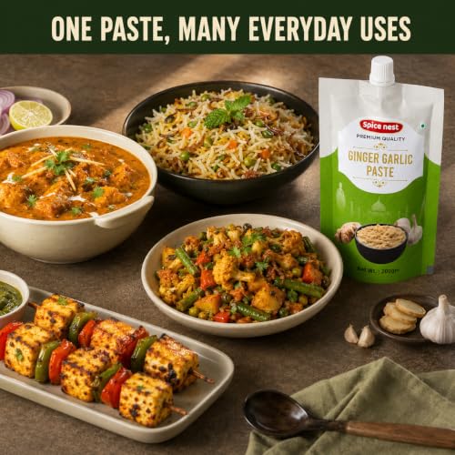 Image of spice nest Fresh Ginger Garlic Paste 200g Pouch | Pack of 3 | Ready for Daily Cooking