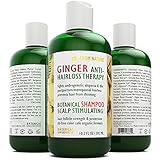BOTANICAL HAIR GROWTH LAB - Ginger Hair Loss Therapy - Shampoo From Nature - Scalp Stimulating Shampoo - Hair Thinning Alopecia Postpartum DHT Blocker - 10.2 Oz