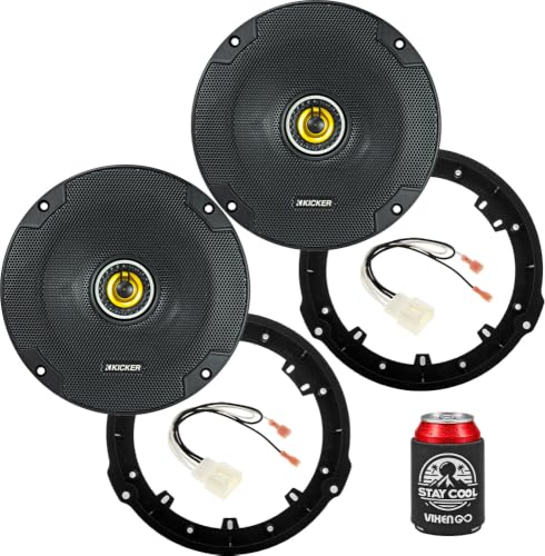 KICKER Rear Door 6.5 Speakers Kit for Ford F-250/F-350/F-450/F-550 2017-24 Upgrade Kit - Pair of CS Series 6 1/2 Inch Coaxial Speakers with Adapters and Harnesses - CSC65, 46CSC654