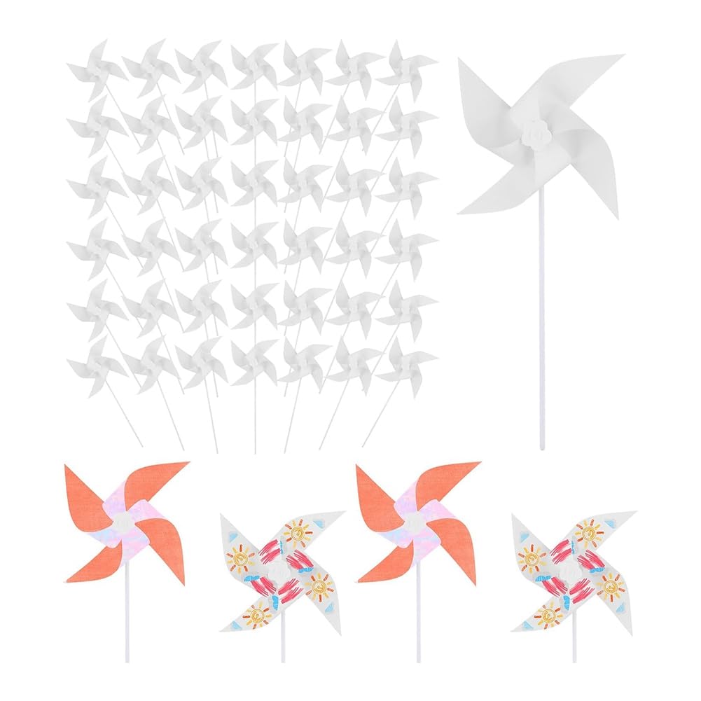 50 piezas de molinos de viento de papel para niños, , molinos de viento desnudos, molinos de viento de plástico, molinos de viento pequeños para el verano de los niños