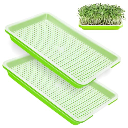 Ufdeoton 2 Stück Kresse Anzuchtschalen Sprossen Anzuchtset Keimschalen für Sprossen und Microgreens Anzuchtschalen Sprossenbox für Sprossen Microgreens und Brunnenkresse 22 X 14 cm