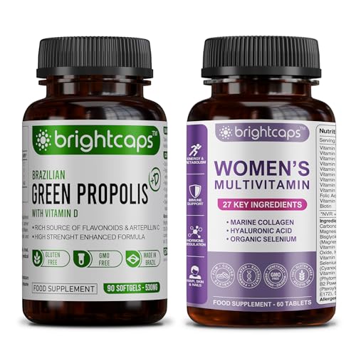 Bee Health Propolis Brazilian Green Propolis with Vitamin D + Women's Multivitamin 27 Key Ingredients | Immune Health Support
