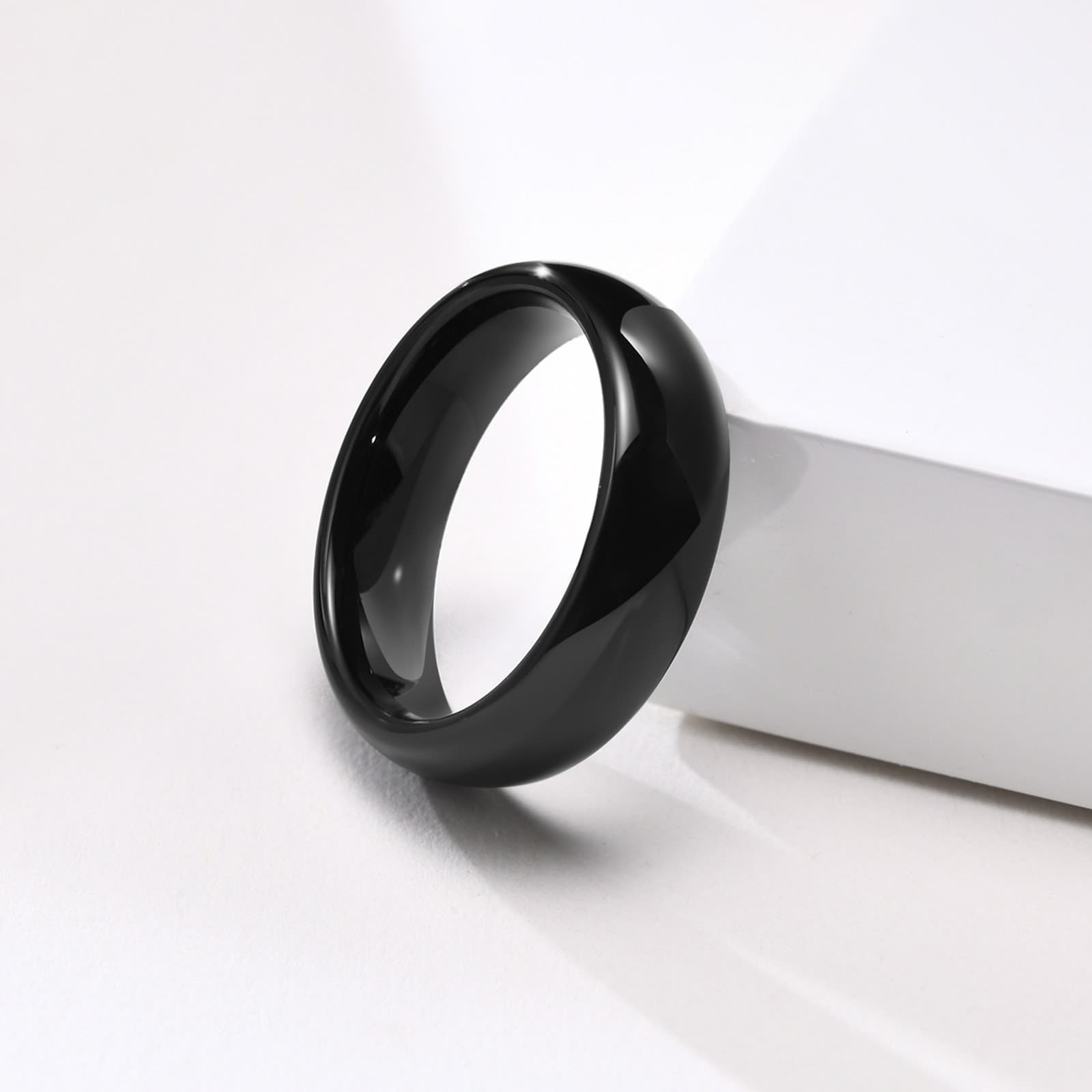 Wycian Alliance Femme Mariage, Alliance en Tungstene Couple 2 Pezzi Bague Noire Polie 6mm Taille Femme 54 Homme 54 Bande Nouvel An