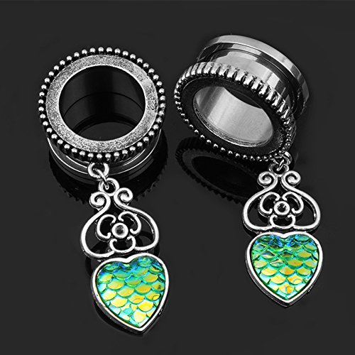 topbrighttrade 2 peças de orelha túneis de carne esticador de orelha balança de peixe pingente de or