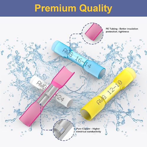 Forca 350Pcs Heat Shrink Butt Connectors, Marine Grade Waterproof Wire Connectors Kit, Insulated Electrical Crimp Connectors Of High Conductivity Kit For Vehicle, Boat, Truck (4 Colors 4 Size) #TOP2