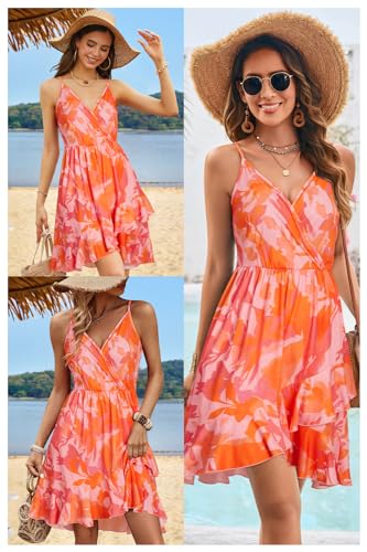 Image of Newshows Women's Lightweight Summer Wrap Dress 2026 V Neck Spaghetti Strap Midi Beach Vacation Sundress