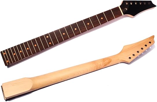 Electric Guitar Neck for IB Style, 24 Fret 25.5 inch Maple Rosewood Fingerboard Guitar Parts Replacement,Black Head