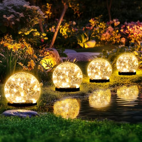 PATIOPIA Solar Globe Lights Outdoor Waterproof-Solar Garden Lights 4 Pack