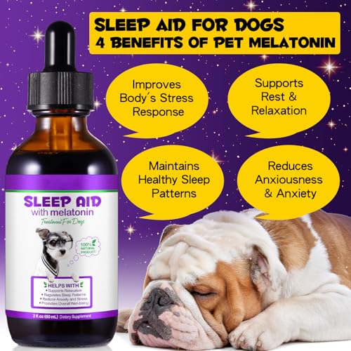 Image of Dog Melatonin, Melatonin for Dogs Calming, Dog Anxiety Relief, Dietary Supplement Liquid, Helps to Support Restful Sleep