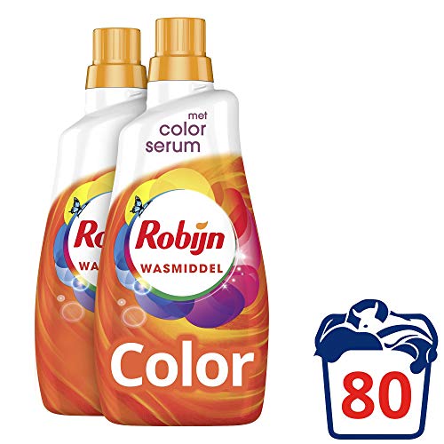 Robijn Wasmiddel Klein & Krachtig Color, voor de bonte en gekleurde was - 80 wasbeurten - 2 x 1,4L - Grootverpakking