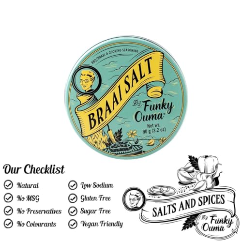 Funky Ouma Braai Salt 90 g – Natürliches BBQ Salz mit frischen Kräutern & Zitrone – Südafrikanische Gewürzmischung für Grillen & Kochen – Perfekt zu Fleisch, Gemüse & Tofu – 100% natürliche Zutaten