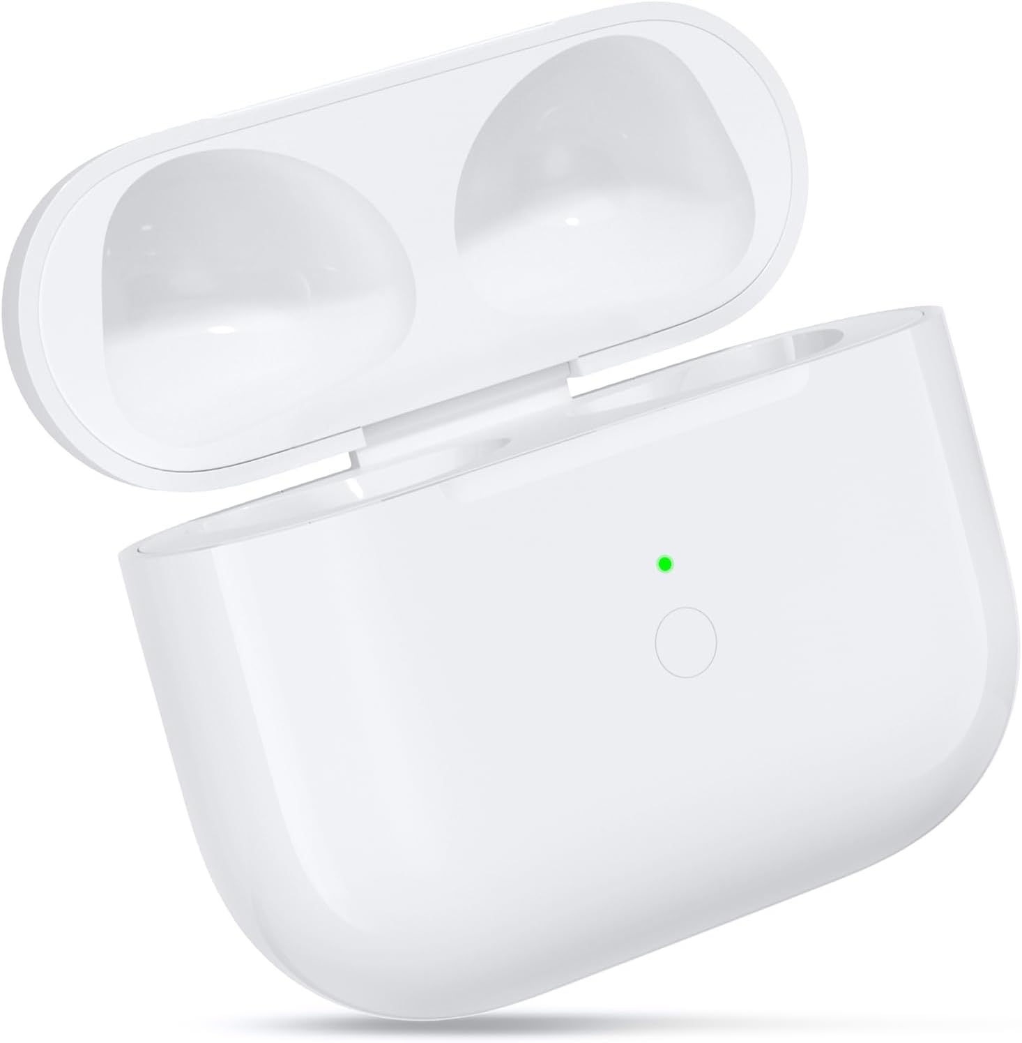 Wireless Charging Case Replacement for AirPods 3rd Generation, Air Pod Gen 3 Charger Case with Fast Pairing Sync Button, White Lighting Charging Port Compatible with AirPods 3, No Earbuds