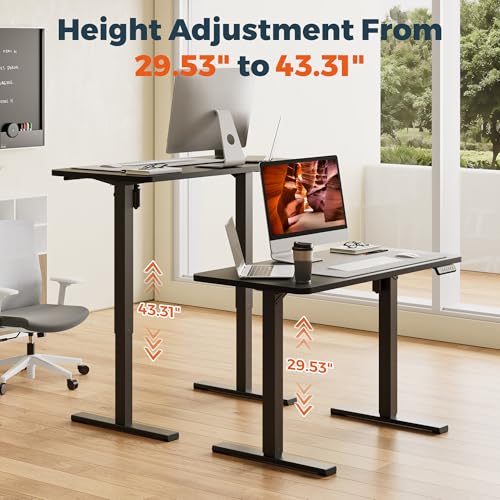 Image of One-Piece Standing Desk 47 x 24 Inches, Small Adjustable Height Desk, Electric Sit Stand Desks Home Office Computer Workstation, Black