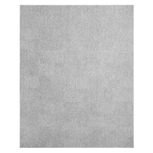 Gertmenian Indoor Comfy Weave Area Rug - 8x10 Large, Durable, Non-Shedding & Stain Resistant, Ideal for High Traffic Areas in Living Room, Bedroom, Dining Room - Karina, Gray, 28763