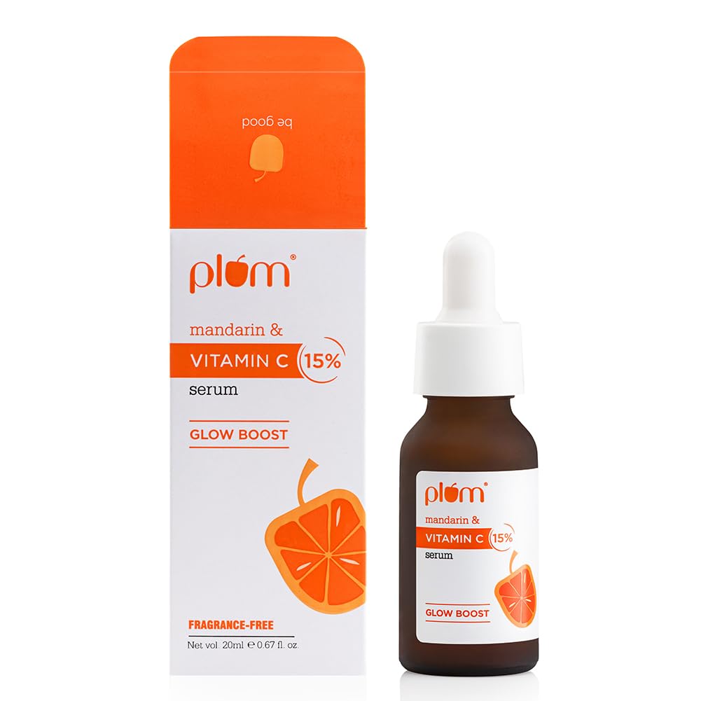 Plum 15% Vitamin C Serum for Face Glow Boost with Mandarin with Pure Ethyl Ascorbic Acid Japanese Mandarin and Kakadu Plum Fragrance-Free | 20 ml