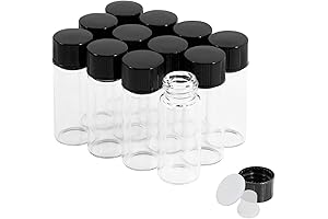 4ml Clear Glass Vials with Screw Caps and Plastic Stoppers, Leak-Proof Vials, 12-Pack