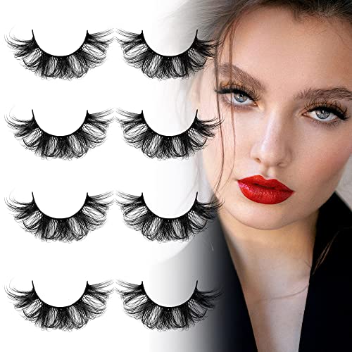 ALICROWN Lashes Faux Mink Fluffy Lashes 3D Volume Natural Fluffy Lashes Pack False Eyelashes Natural Look