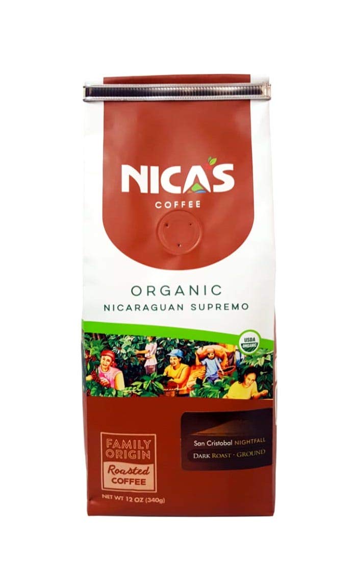 Nica's Coffee Organic - Dark Roast - 340 gr, Ground - from San Cristobal Volcanoe Area in Nicaragua