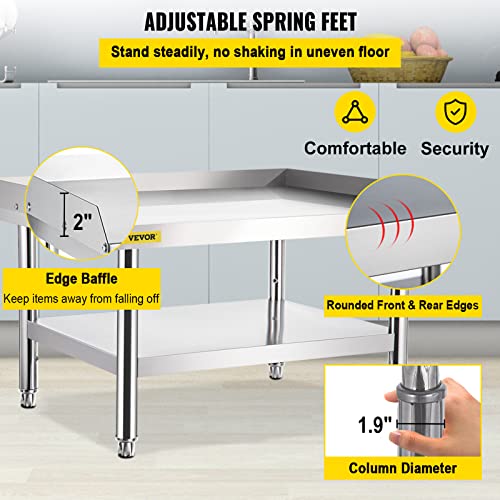Image of VEVOR Stainless Steel Equipment Grill Stand, 60 x 30 x 24 Inches Stainless Table, Grilling Stand Table with Undershelf, Equipment Standing Grill Desk for Hotel, Home, Restaurant Kitchen