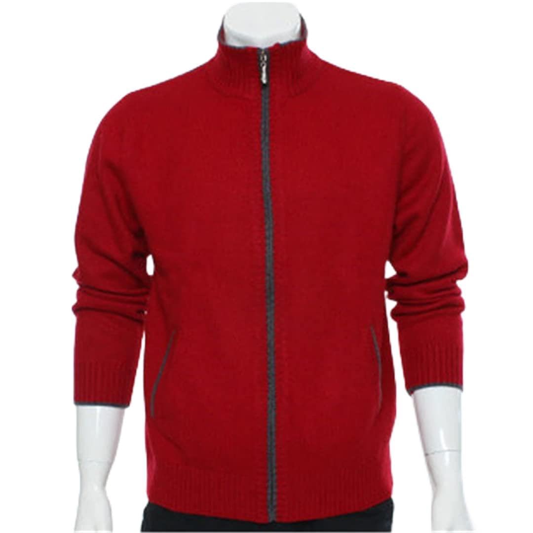Cardigan En Tricot Pour Homme Avec Fermeture éclair Intégrale - 100 % Cachemire, B, Taille XL