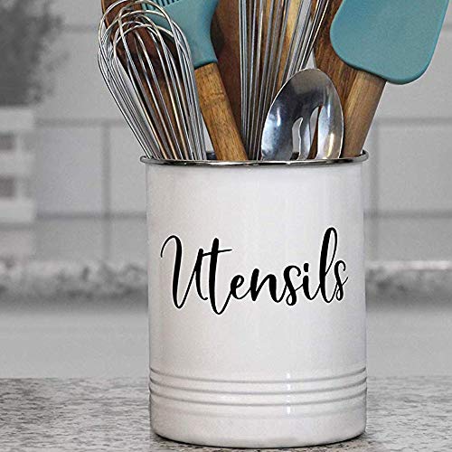 Creely Keukengerei Houder-Moderne boerderij Keuken Decor-Wit en Zwart Gebruiksvoorwerp Crock-Vintage Organizer- Keuken… - Image 6