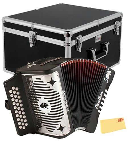 Hohner Panther Diatonic Accordion - Keys G/C/F Bundle with Hard Case and Austin Bazaar Polishing Cloth