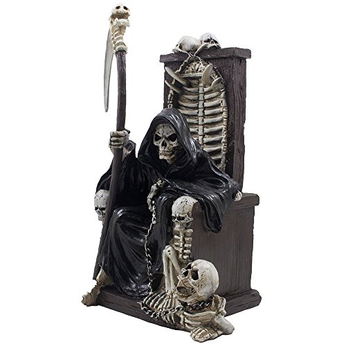 Estatua Grim Reaper en Trono de Huesos para Decoración Halloween miniatura 2